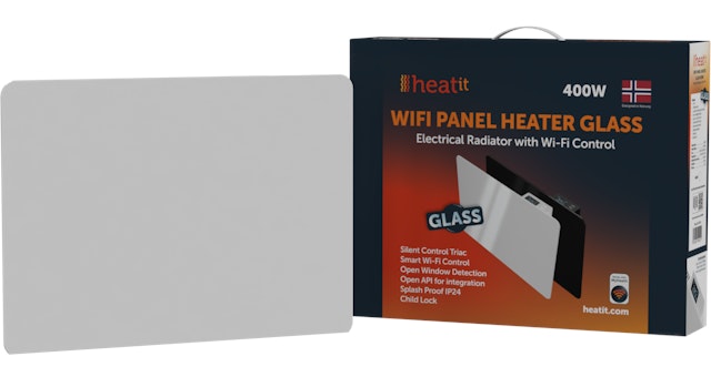 HEATIT WIFI ÞILOFN 400W GLER HVÍTUR H350 L460