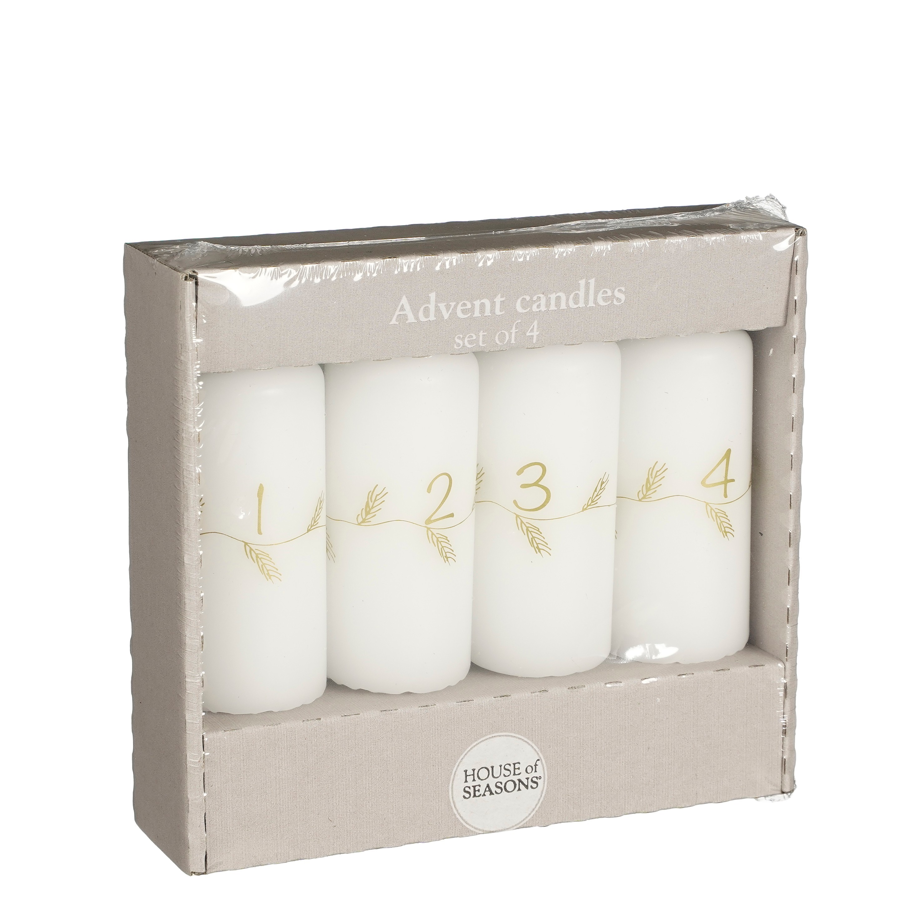 Aðventukerti 4stk í pakka hvít