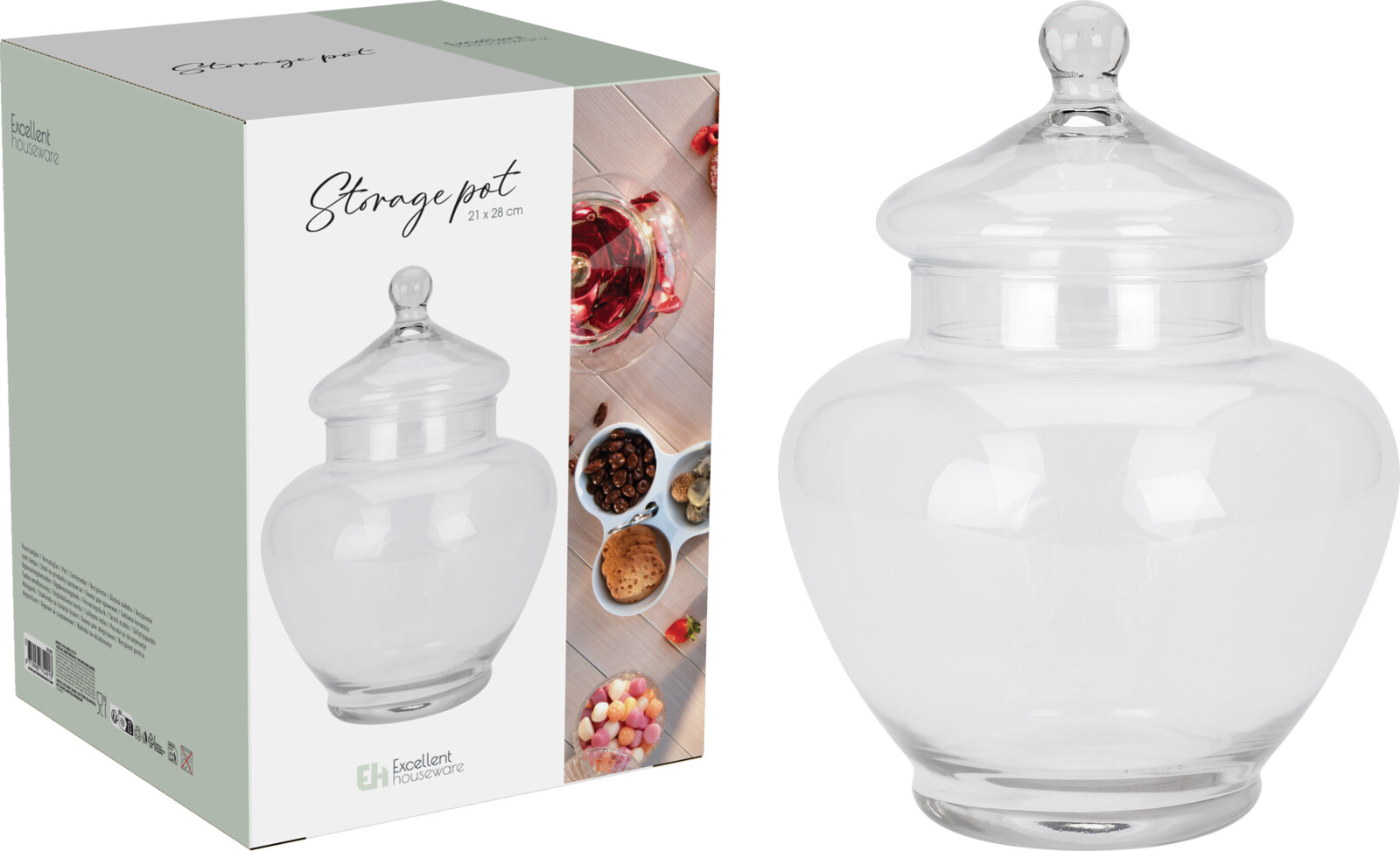 Glerkrukka með loki 21*h28cm