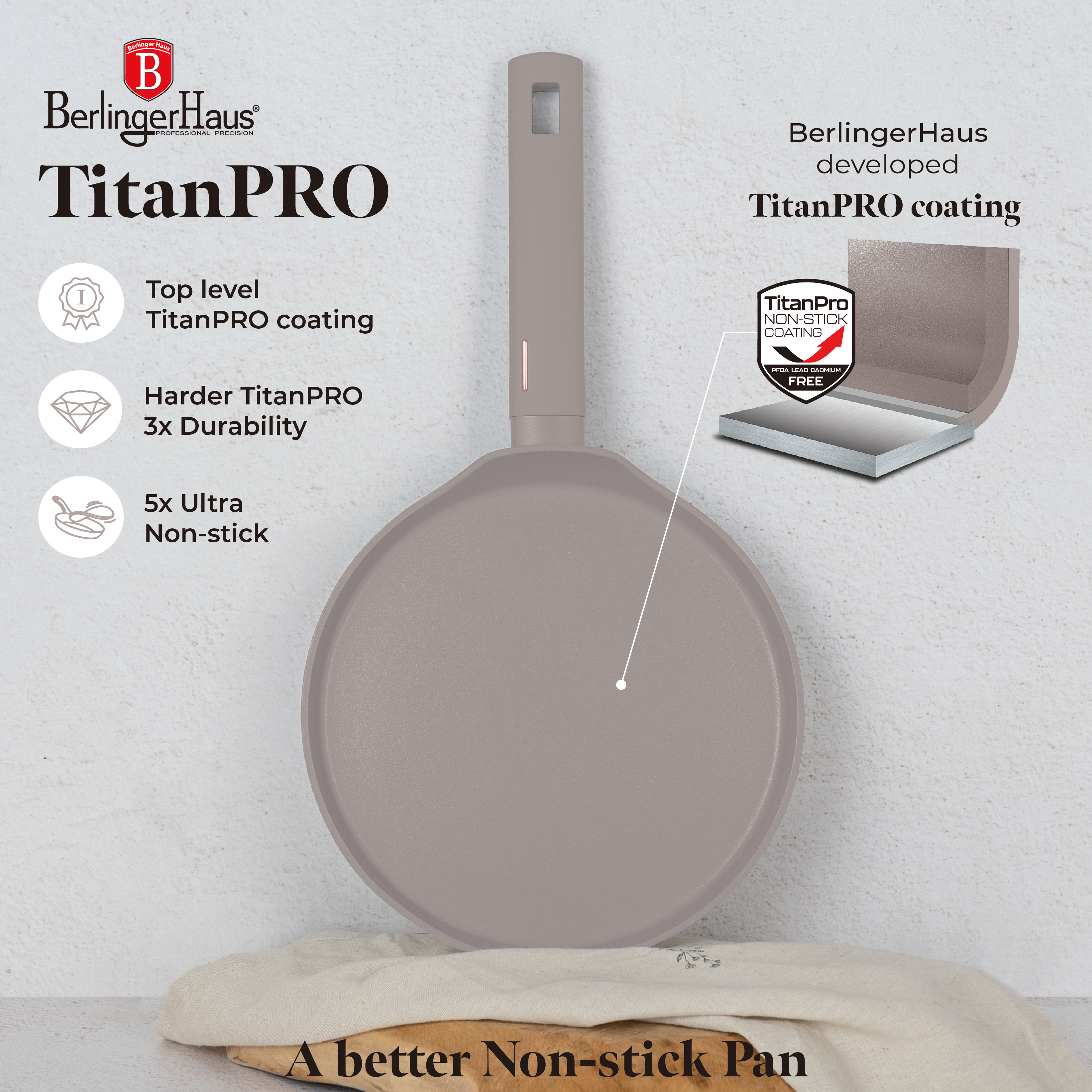 Pönnukökupanna, mött/grá