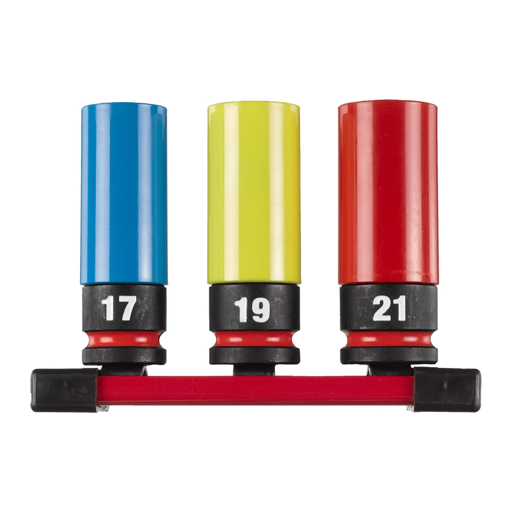 Felgutoppasett 1/2" 3stk 17-19-21mm Milwaukee Shockwave
