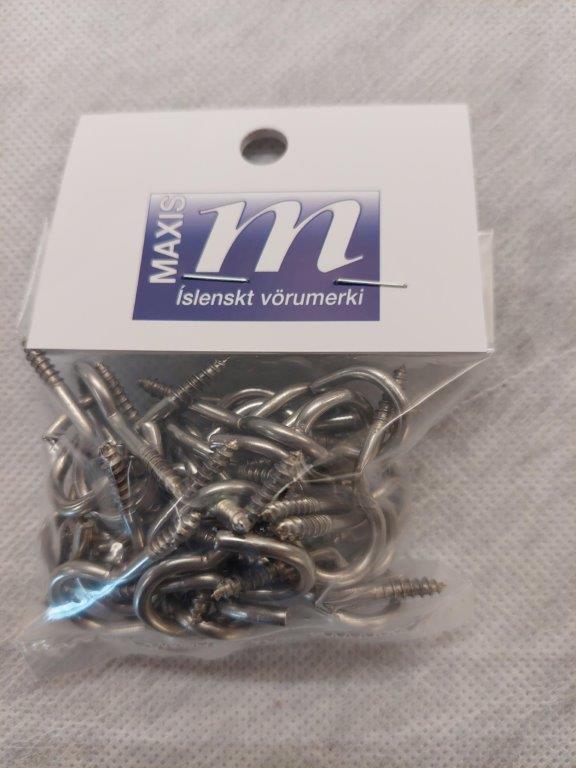 Krókur ryðfrír 40mm, 40 stk í poka