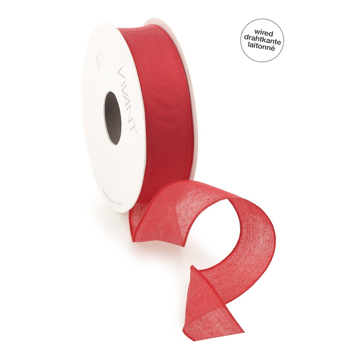 Borði 20m batiste m/vír 25mm rauður