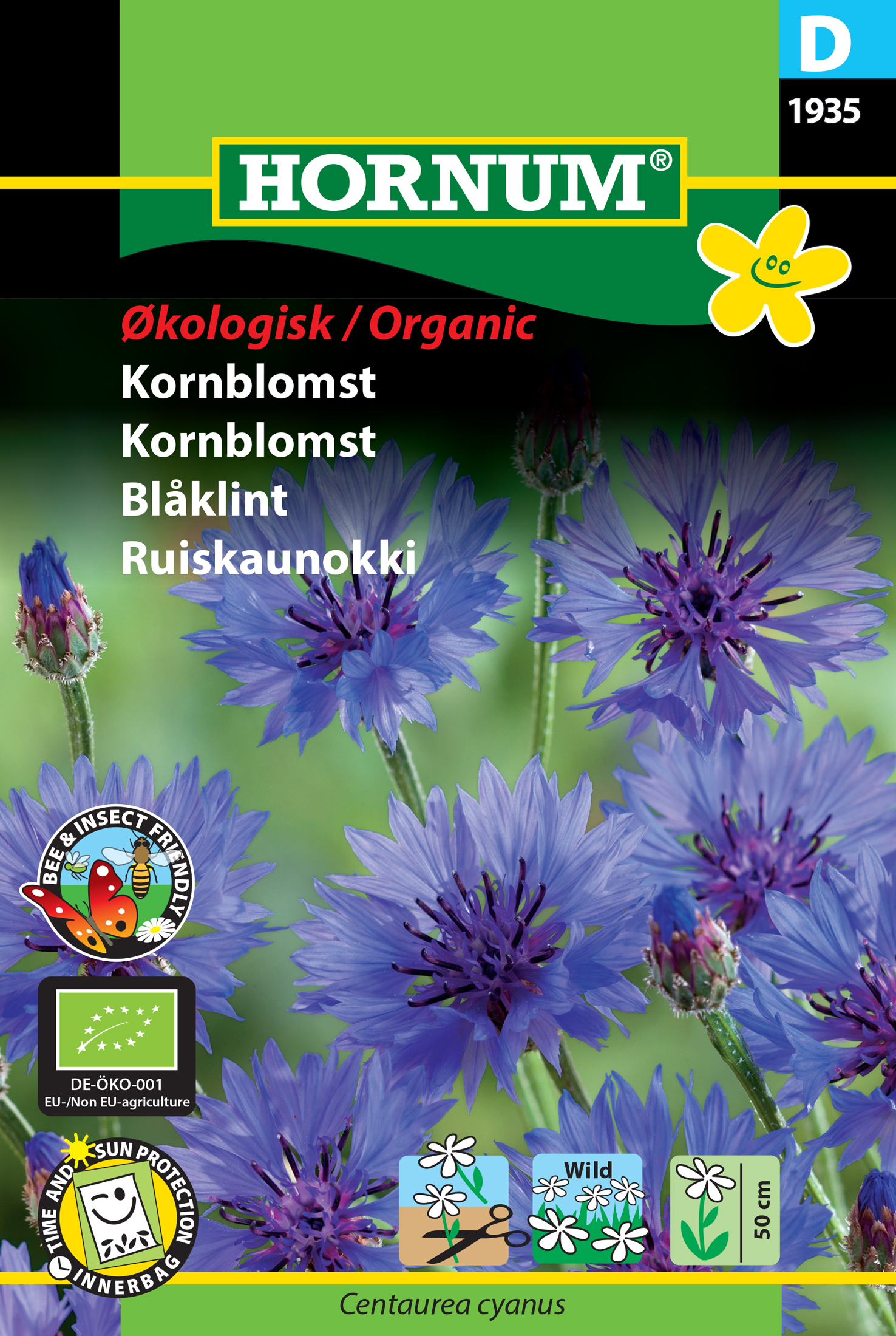 Fræ Kornblóm Centaurea cyanus Single Blue lífrænt