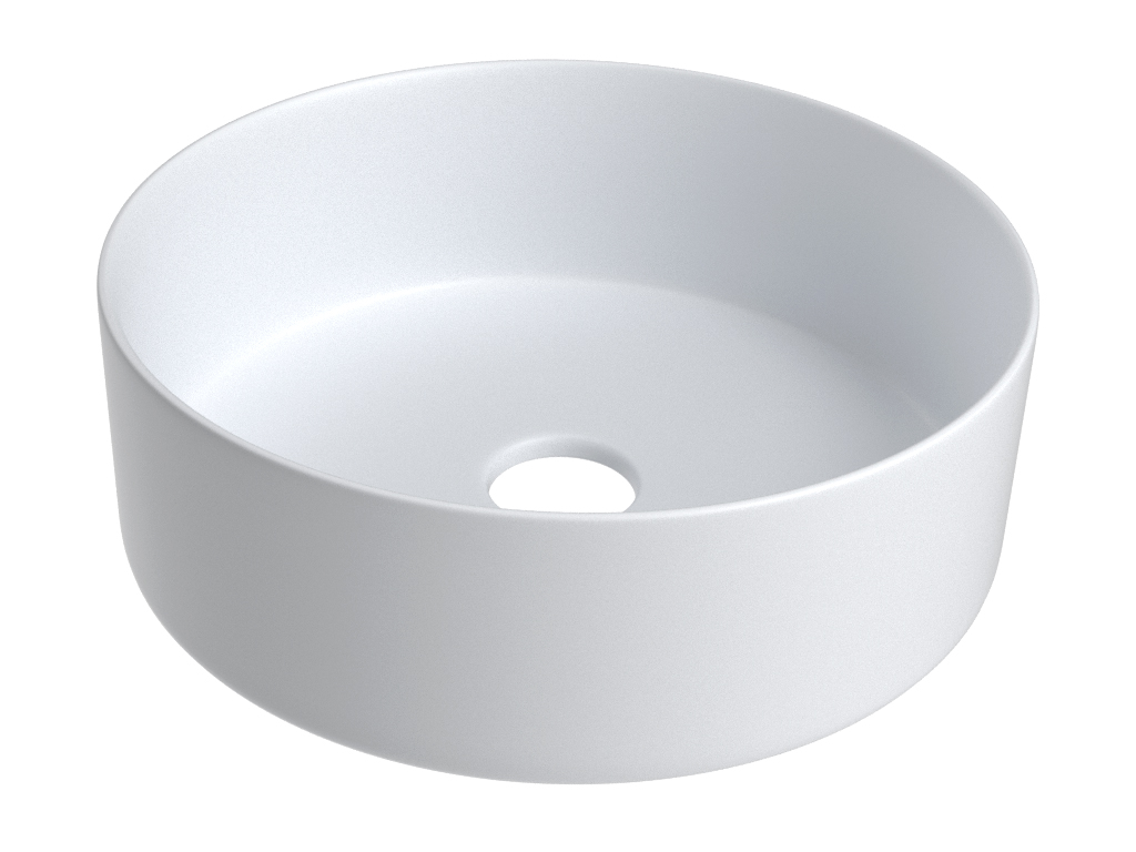 Borðhandlaug, hringlaga, matt hvít 35cm