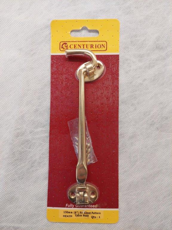 Hurðarkrókur 150 mm messing 6071674