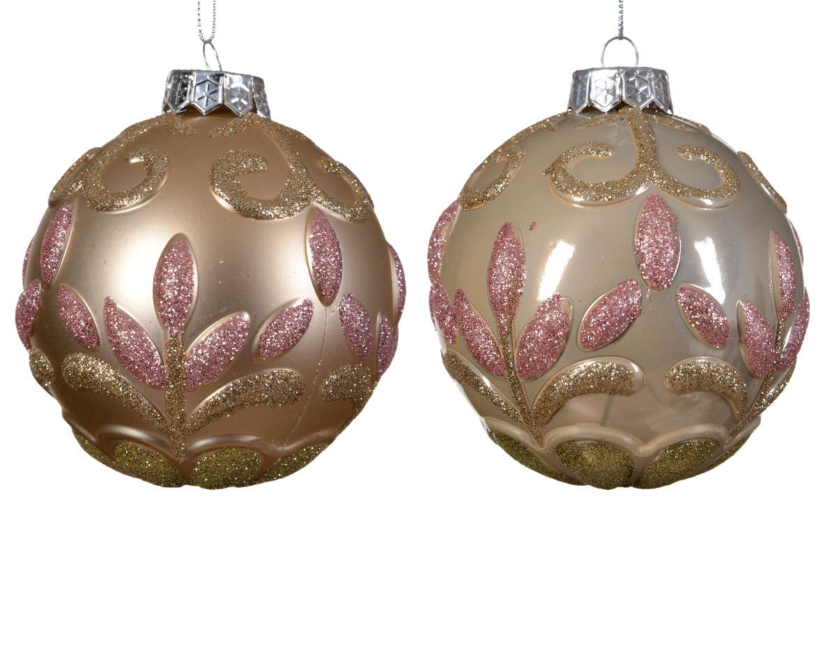 Jólakúla plast 10cm perlulit með munstri