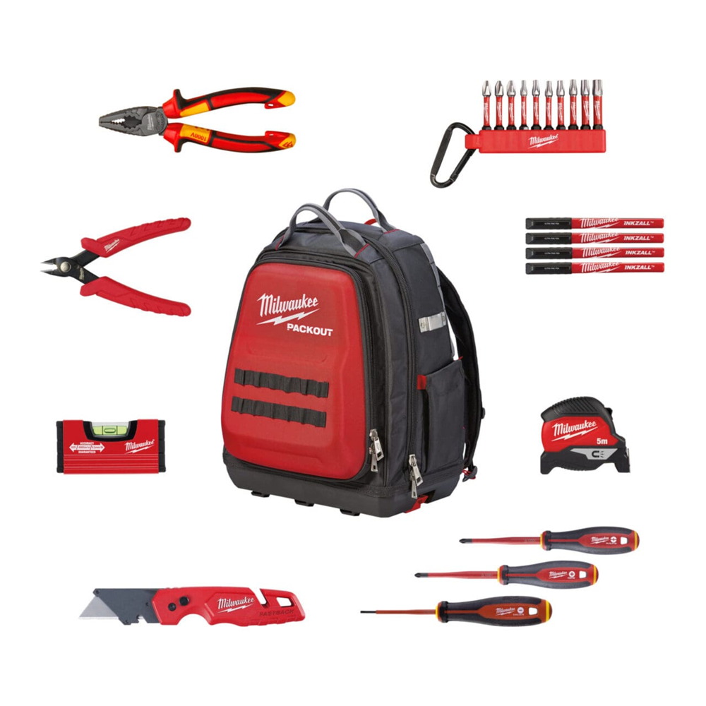 Rafvirkjasett 23stk Packout Bakpoki Milwaukee