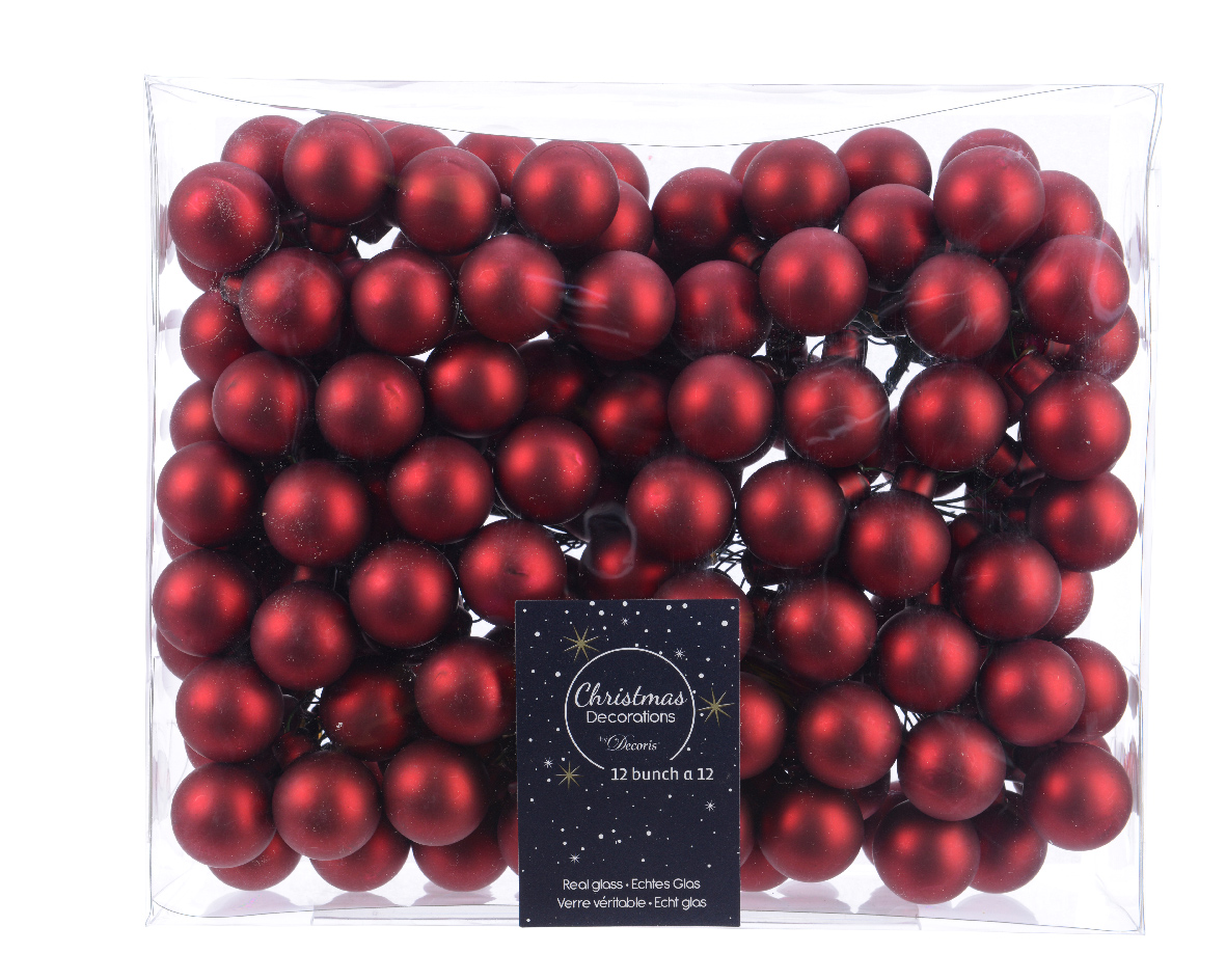 Kúlur á vír 20mm dökkrauðar mattar