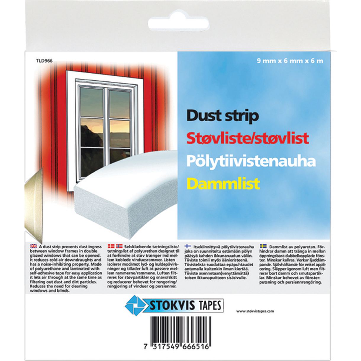 ÞÉTTILISTI 9MMX6MMX6M HVITUR TLD966 STOKVIS