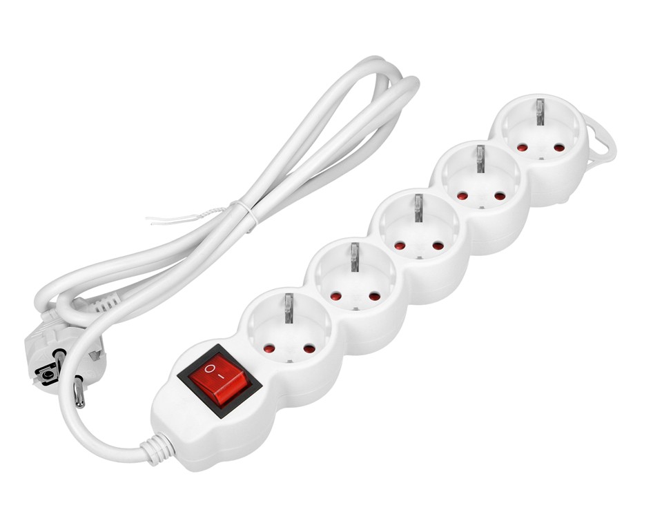 FJÖLTENGI 5F HVÍTT 1,5M MEÐ ROFA ES-7/W/1,5  VIRONE