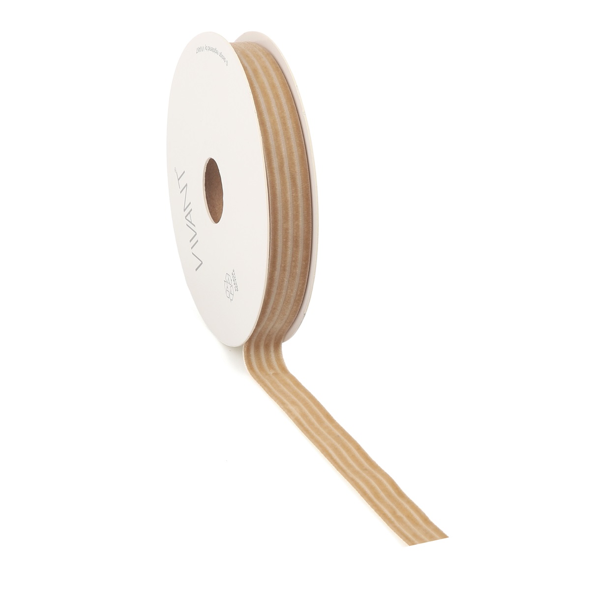 Borði 10m Velvety stripe 15mm sand