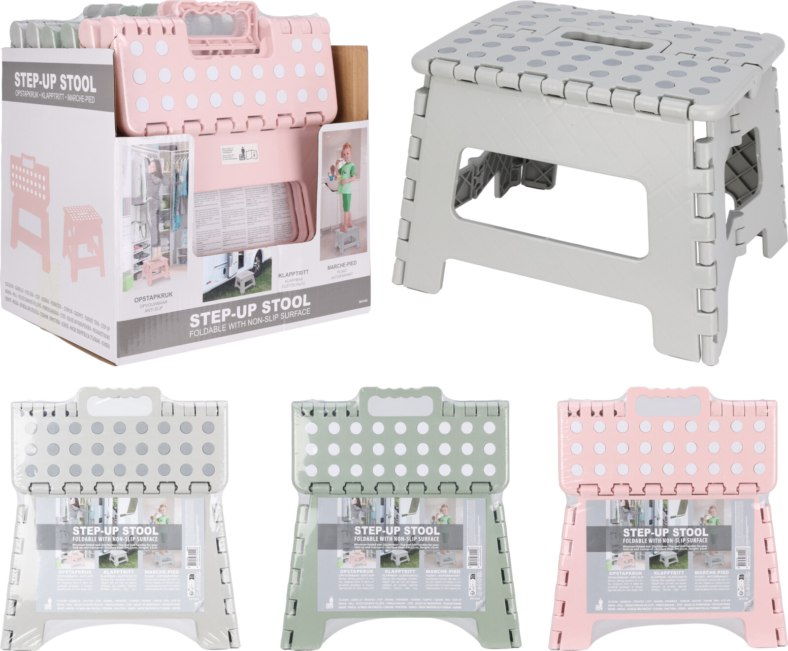 Þrep samanbrjótanlegt 3 litir