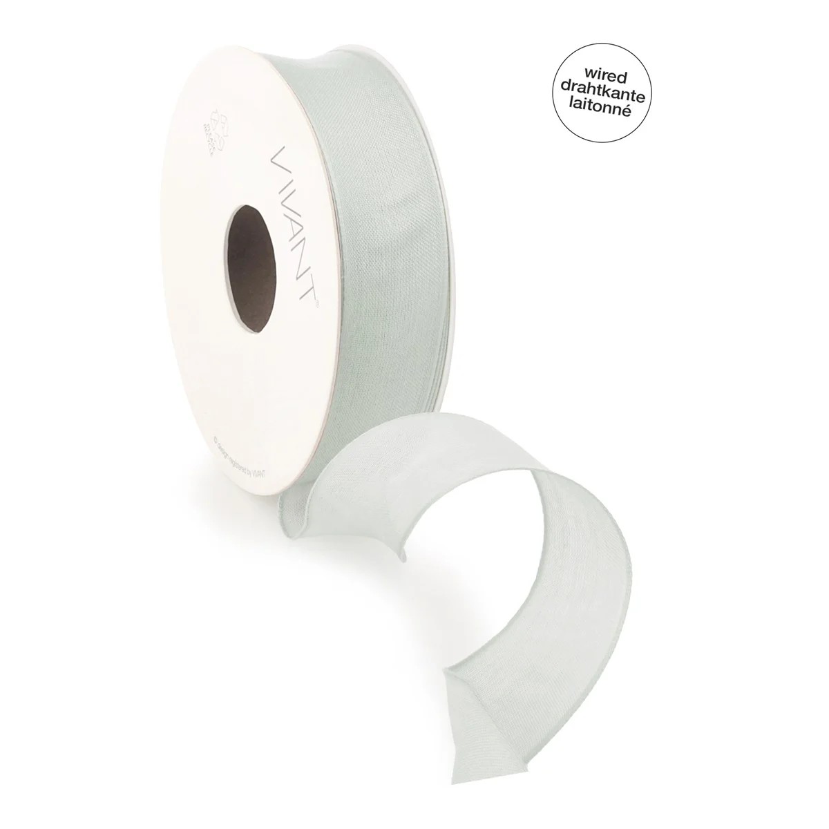 Borði Batiste með vír 38mm*20m grár