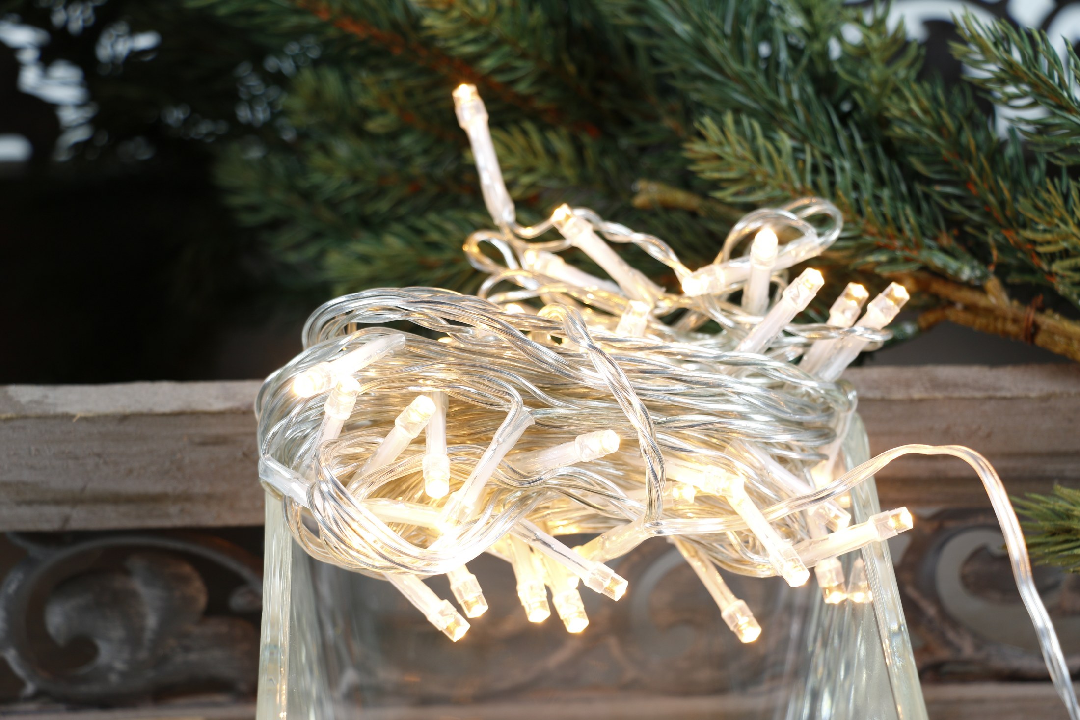 Sería Frost inni 40 LED hlý hvít á glærri snúru