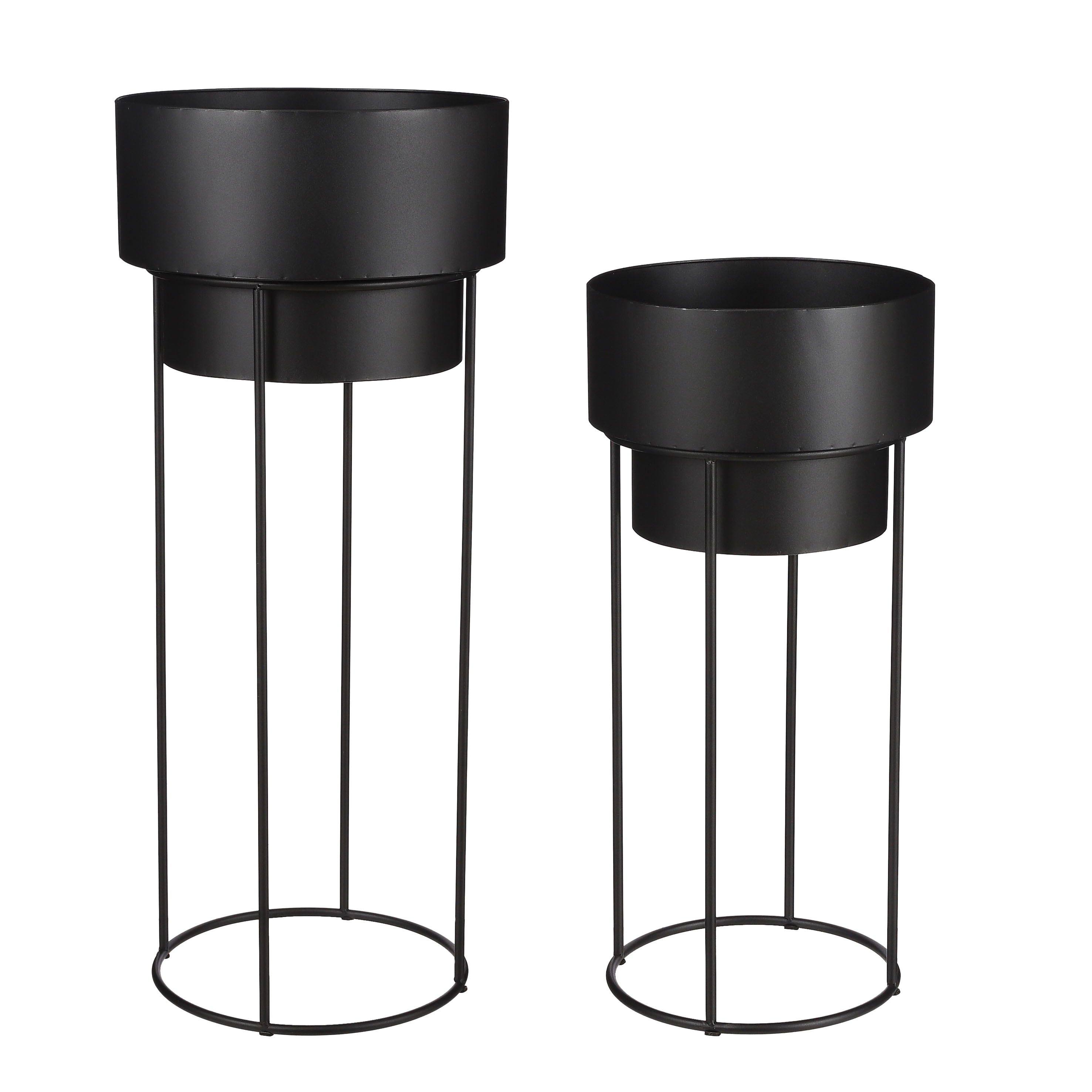 Pottur svartur í svörtum standi 38*h91cm