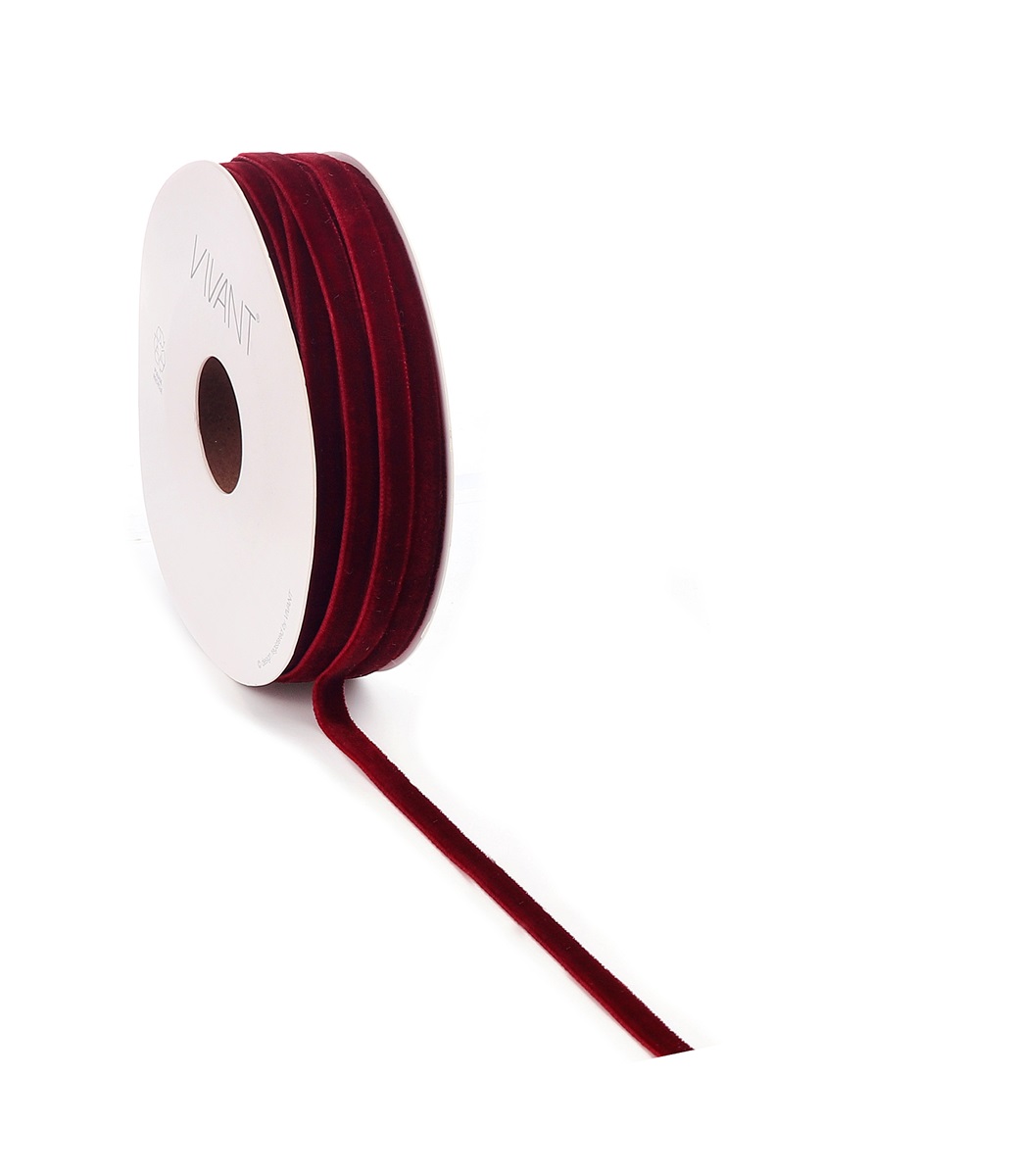 Borði velvet 6mm*20m vínrautt