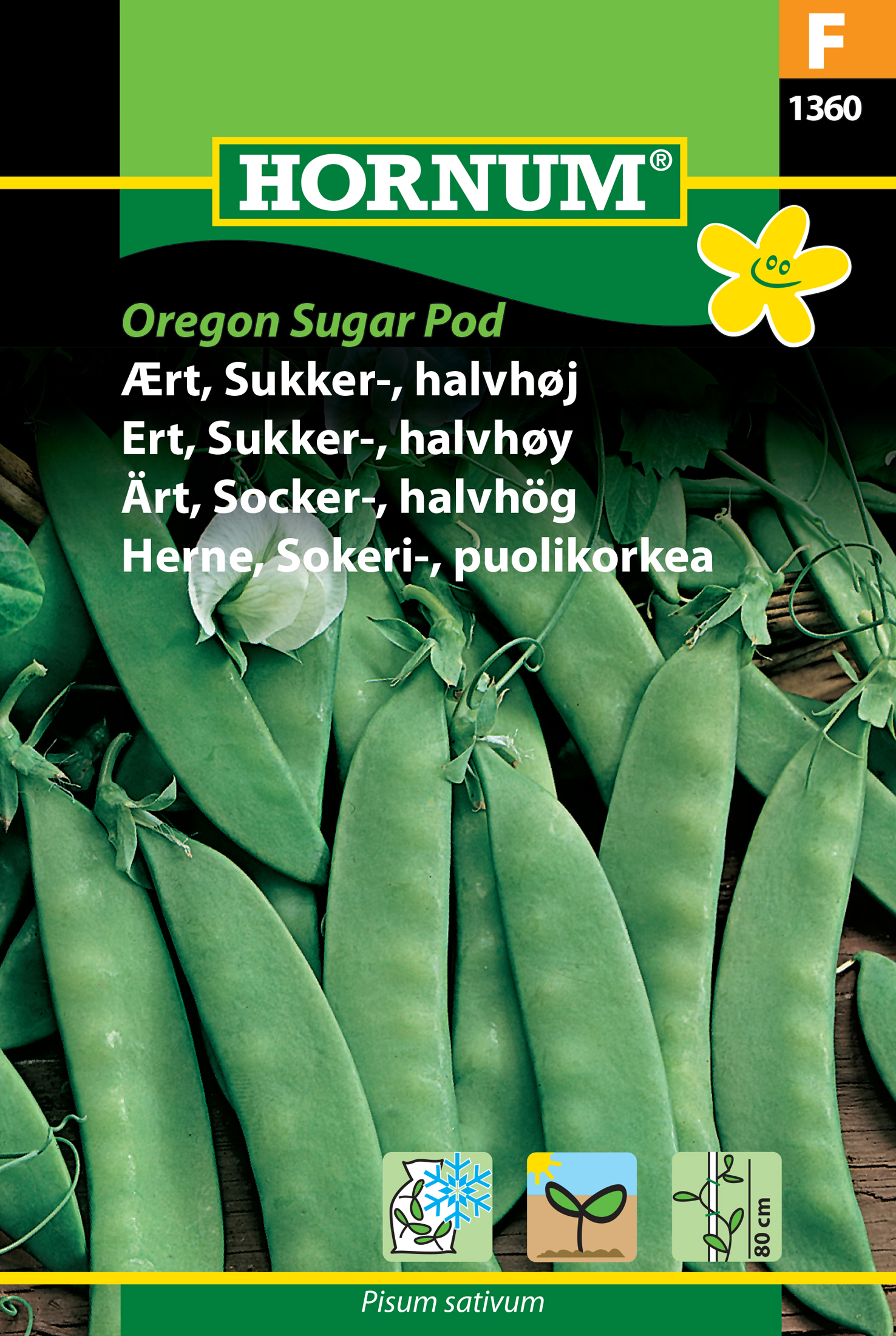 Fræ Ertur Pisum sativum Oregon Sugar pod