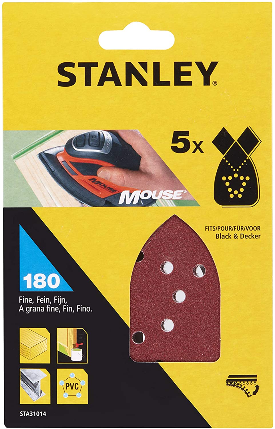 SANDPAPPÍR MÚS P180 5 STK. 125mm