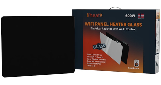 HEATIT WIFI ÞILOFN 600W GLER SVARTUR H425 L520