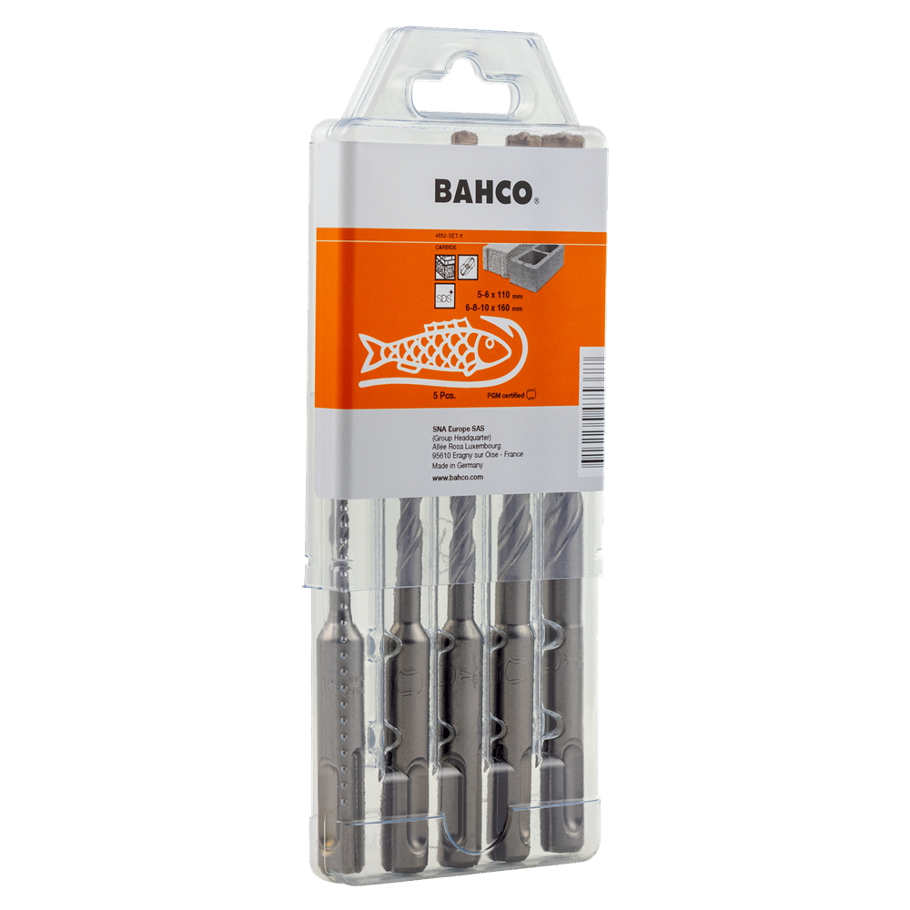 Borasett Steinn SDS+ 2C 5stk Bahco 4652-SET-5
