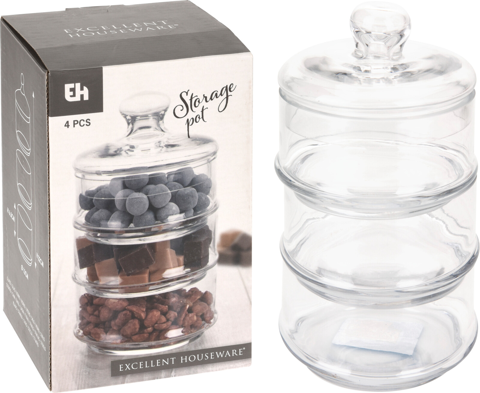 Gler krukka á 3 hæðum 13*h21cm