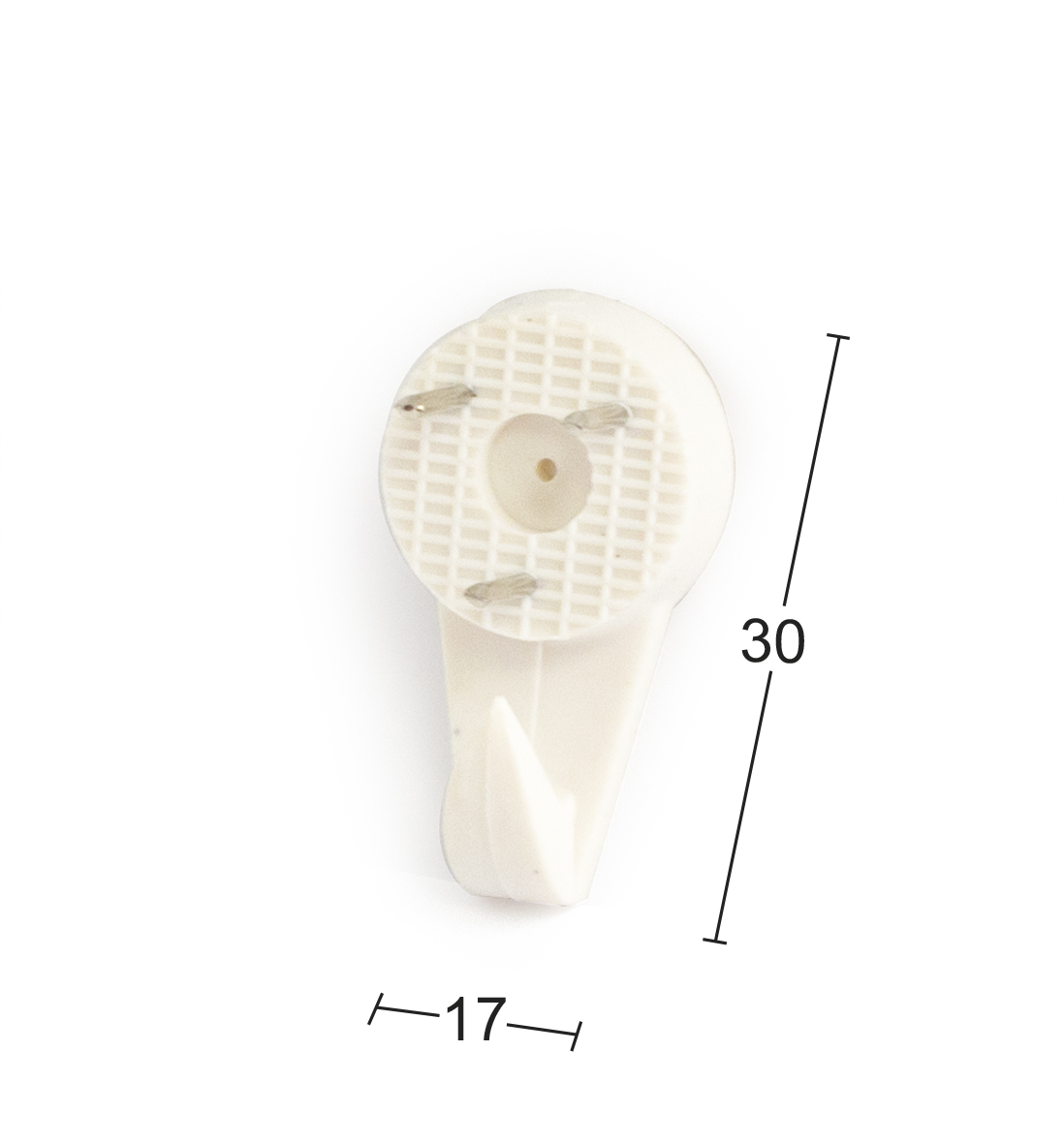 UPPHENGJUKRÓKUR Á STEIN HVÍTUR 30 x 17 mm