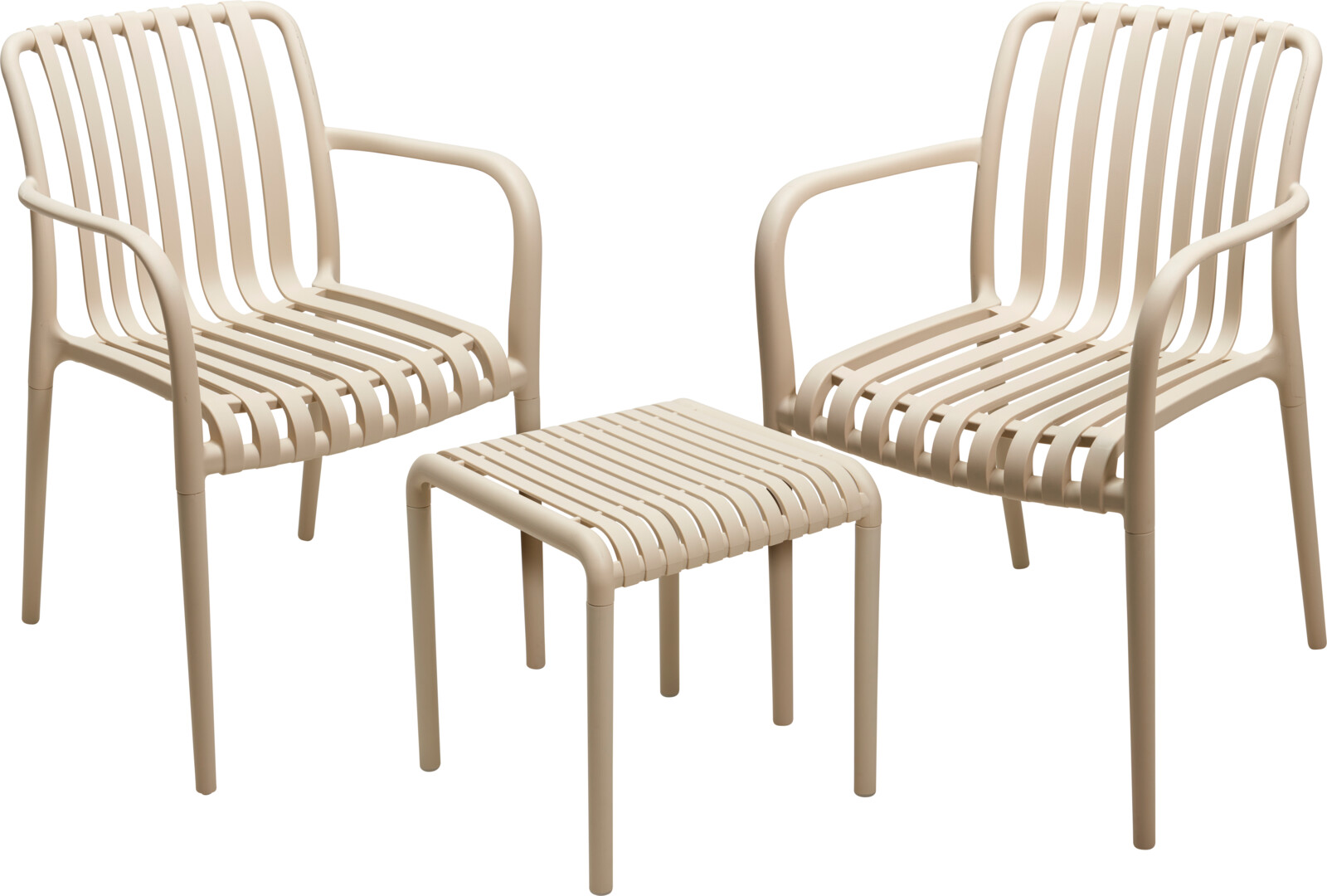 Garðsett 2stólar+borð plast ljósgrátt