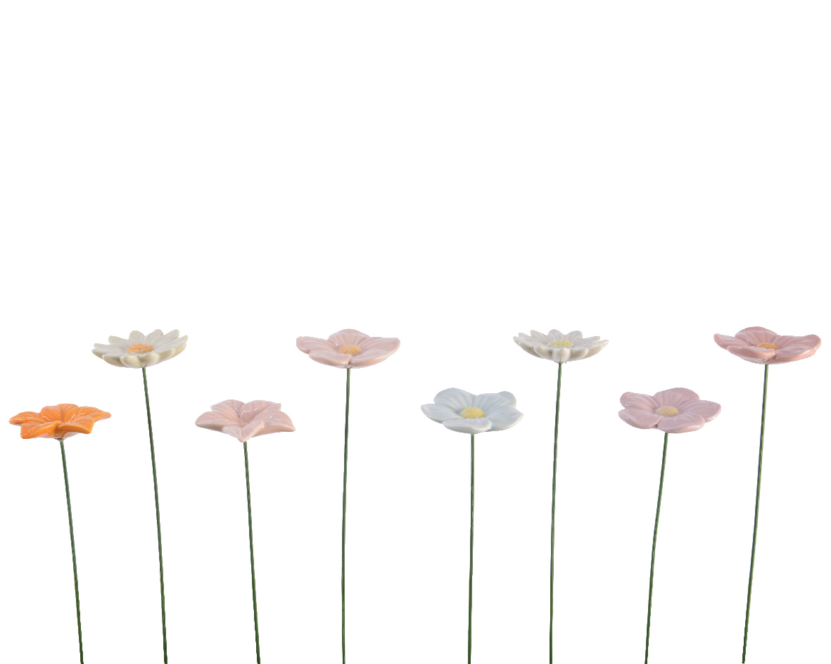 Blóm á priki ýmsir litir 6*6*h27cm
