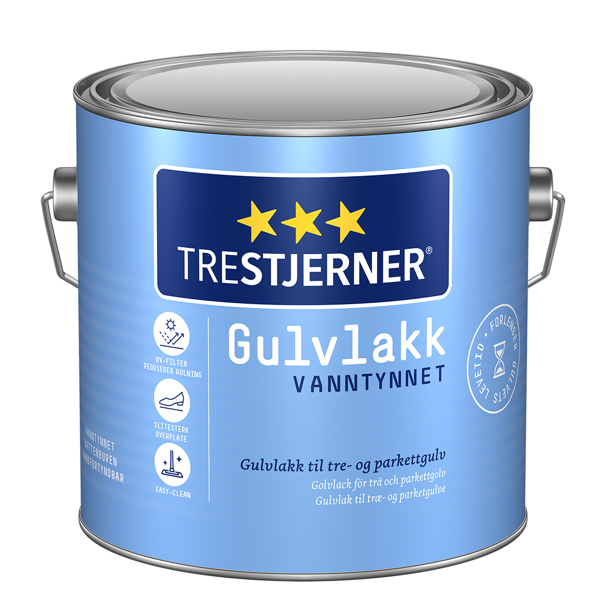 Lakk glært Trestjerner vatns hálfmatt 3L