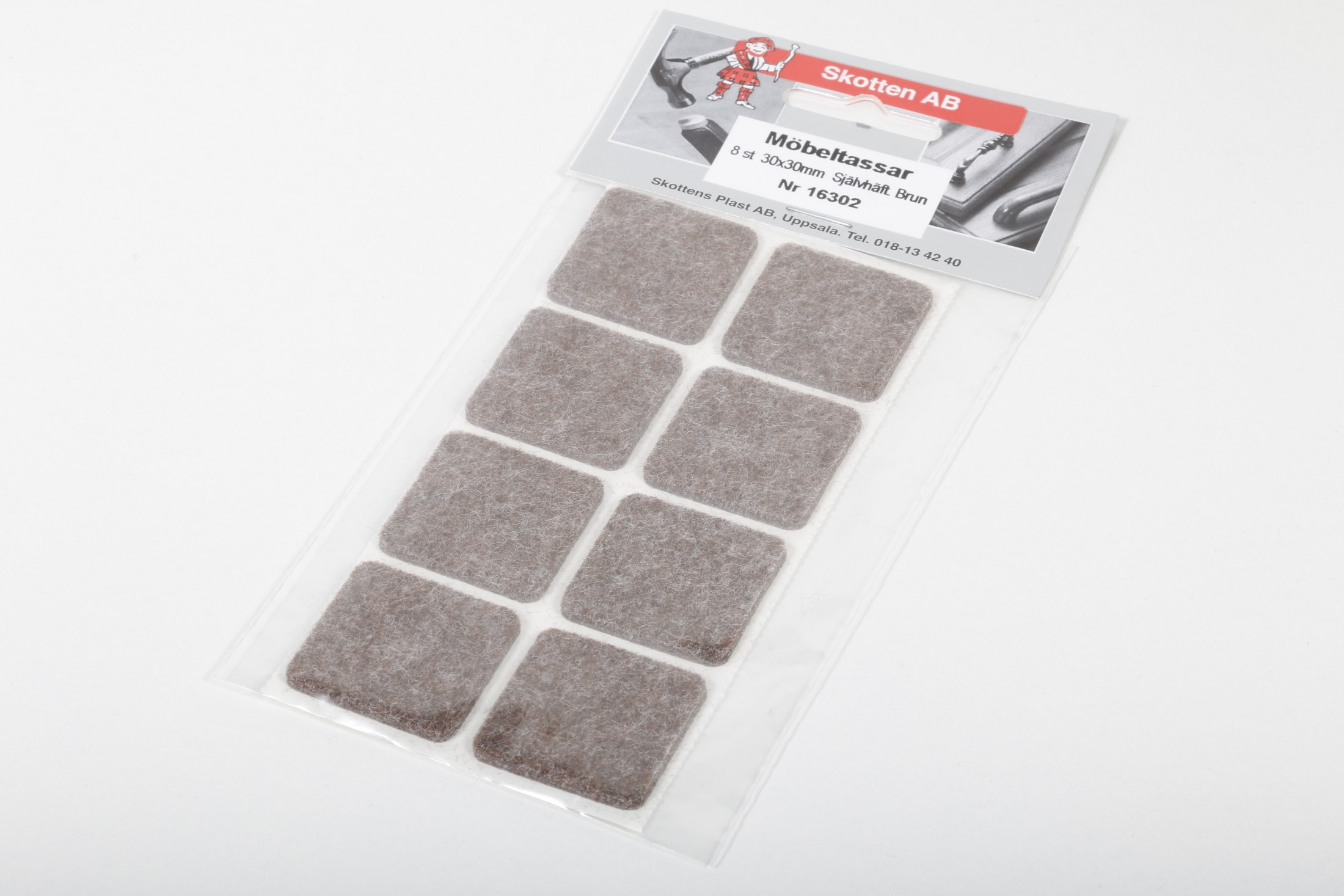 STÓLAFILT 30*30MM BRÚNT 8STK