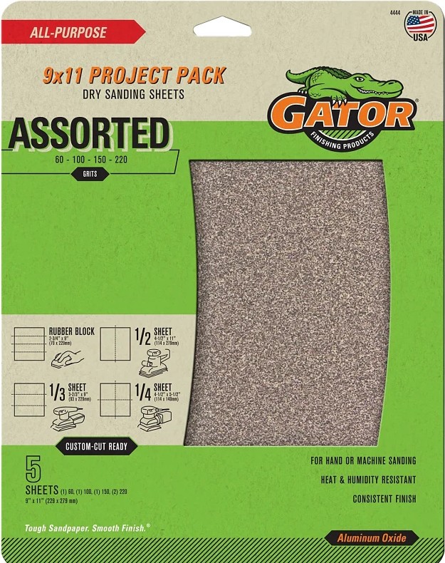 Sandpappír Gator 23x28cm blandað 5stk