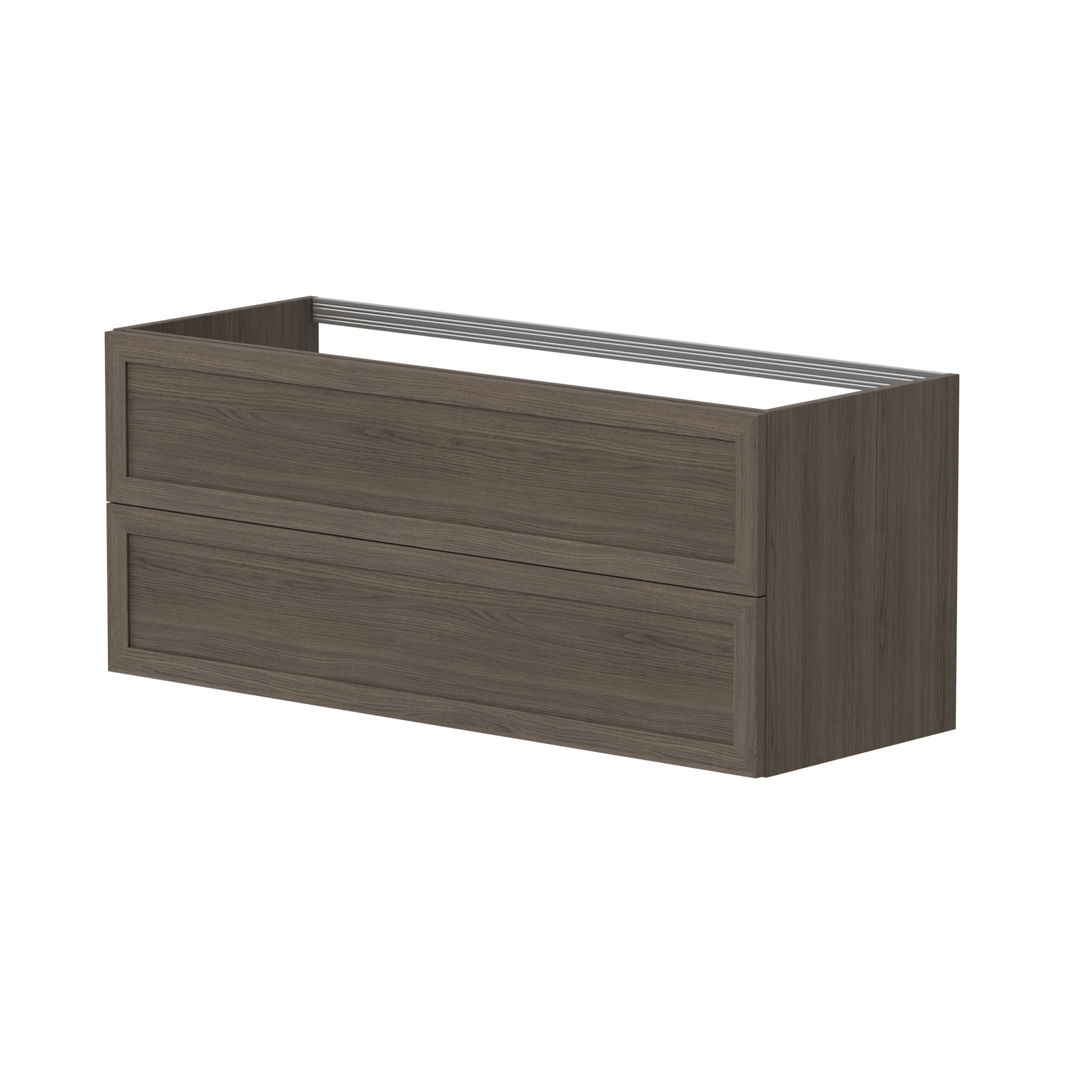 Vaskaskápur RUSTIC m/tveim skúffum reykt eik 119cm