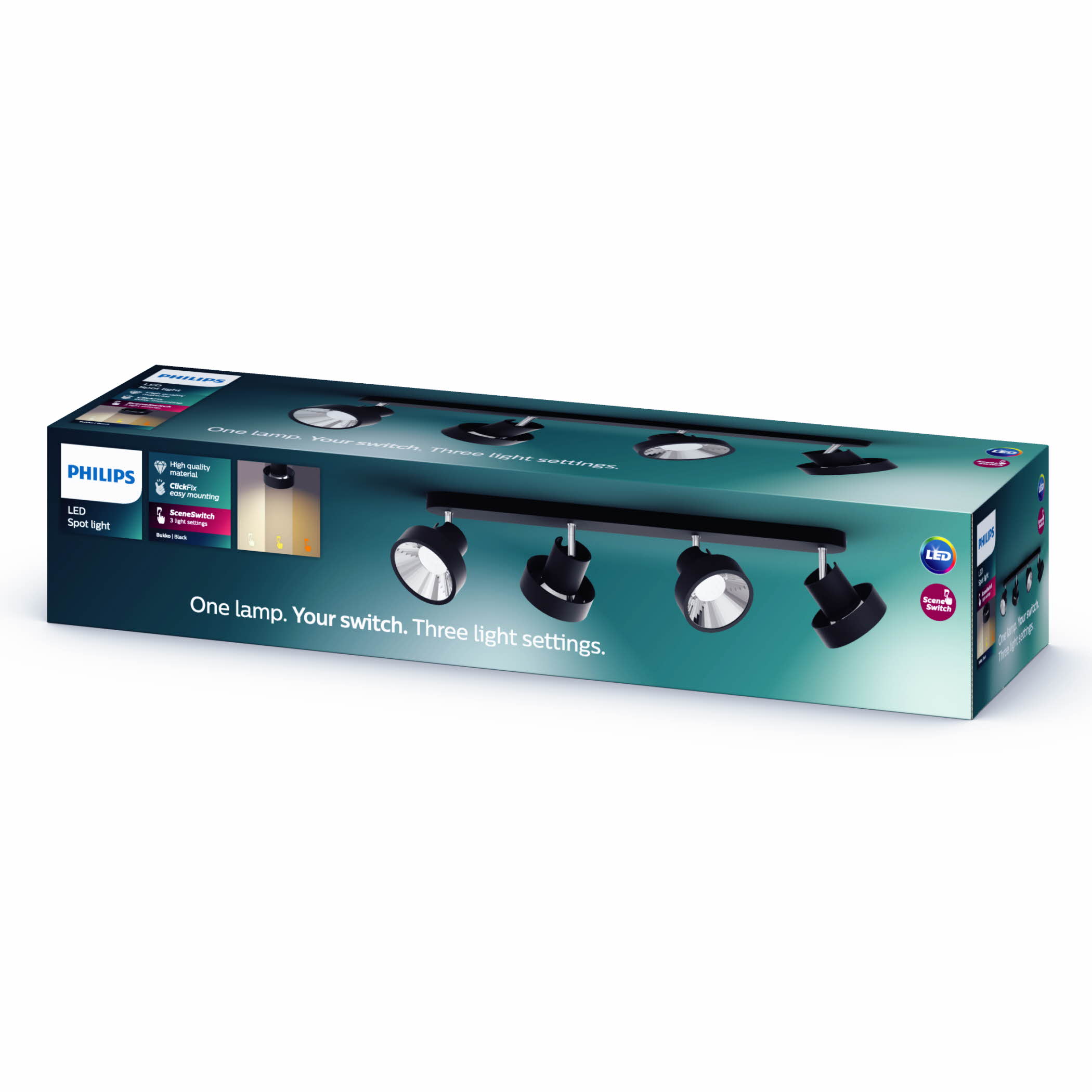 BUKKO 4 faldur kastari svartur SceneSwitch