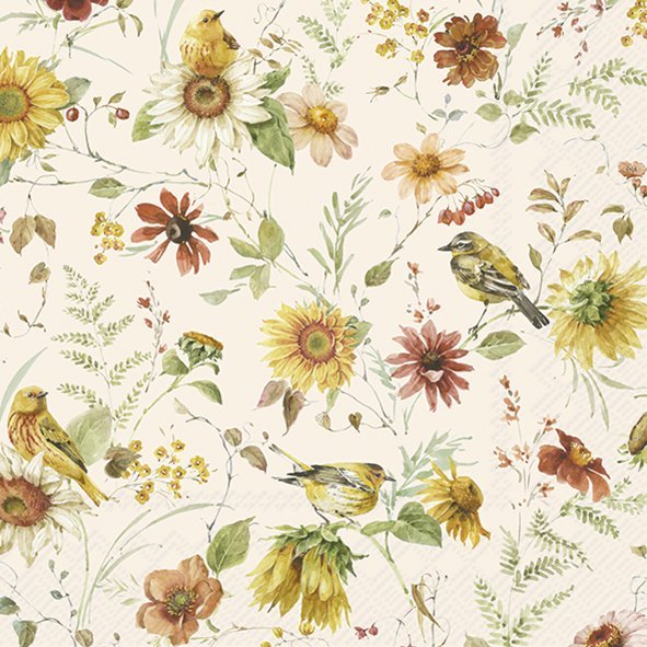 Servíettur 33*33cm Late summer beauties cream