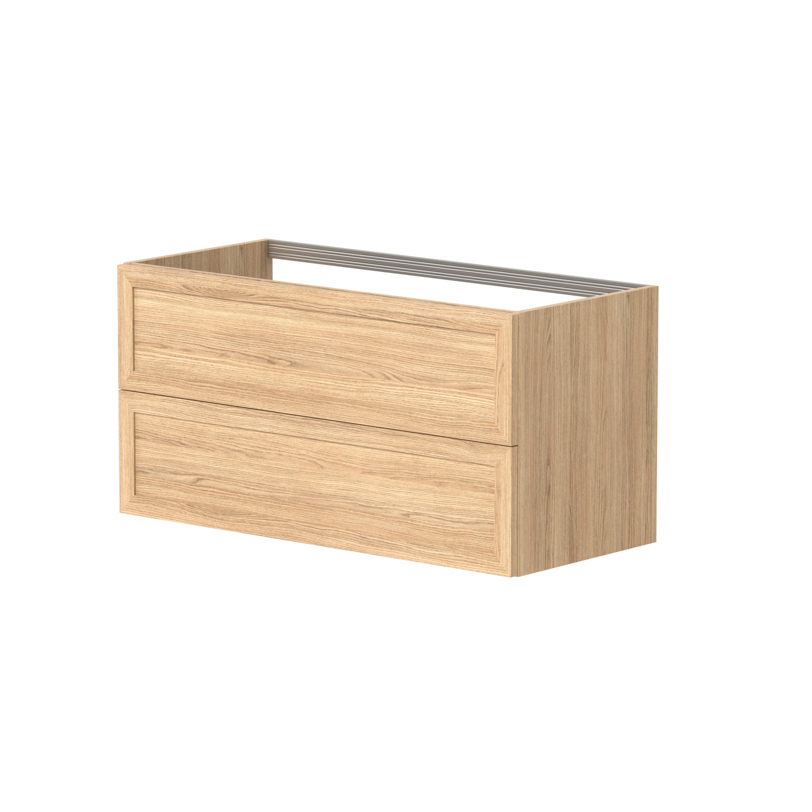 Vaskaskápur RUSTIC m/tveim skúffum hvíttuð eik 99cm