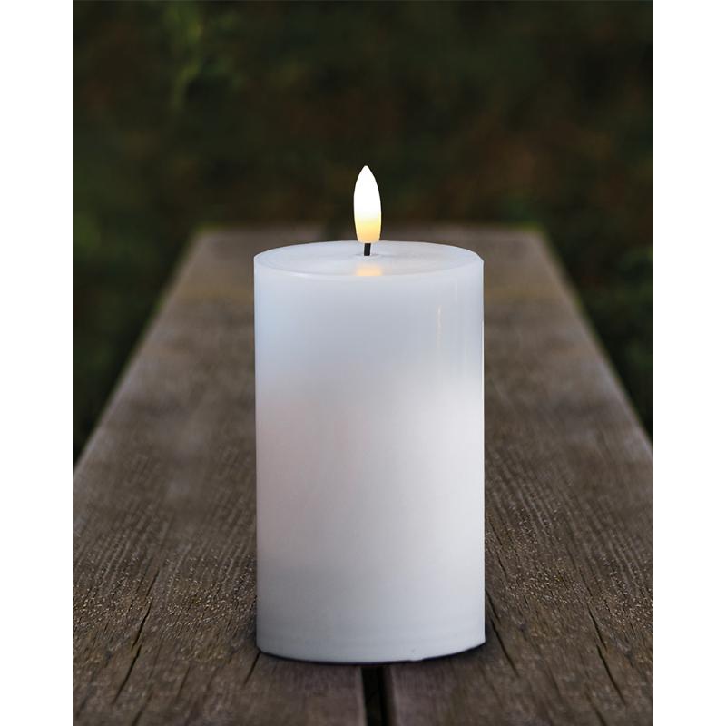 Rafhlöðukerti Sille 7,5*h12,5cm úti hvítt