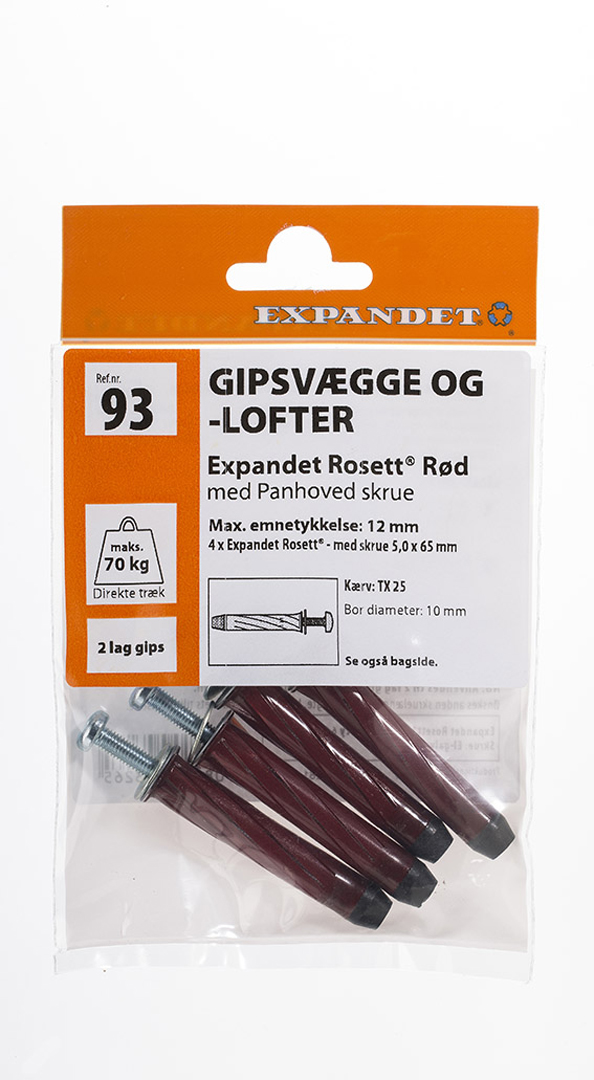 GIPSFESTING 5X65 PH RAUÐ EFNISÞ/12MM