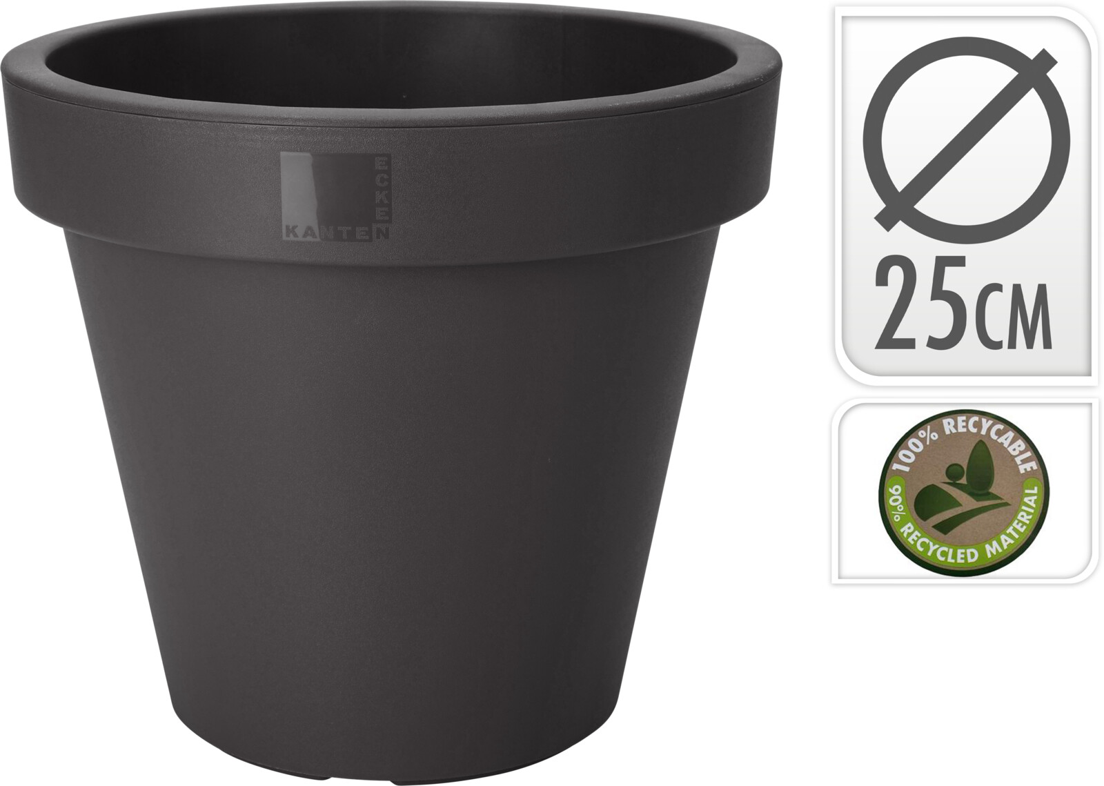 Pottur plast 25cm svartur
