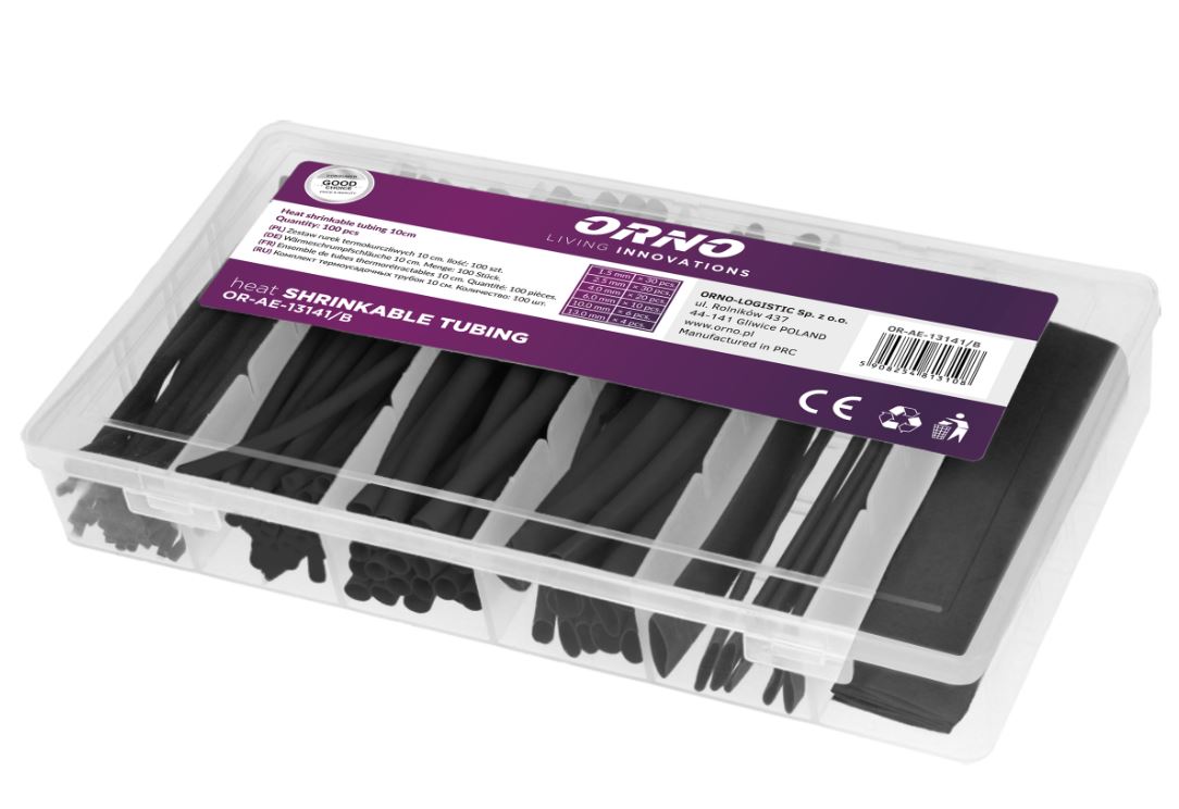 HERPIÁDRAG SETT SVART 100STK/BOX, 6-STÆRÐIR,OR-AE-13141/B