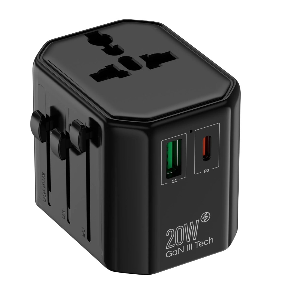 FERÐA-MILLISTYKKI+USB-C+A, MULTI-UK/US/EU/AU W-00530
