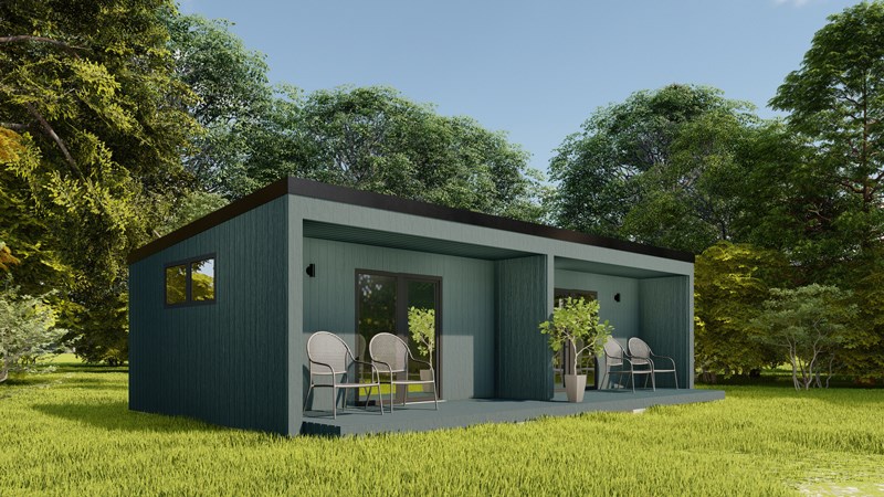 40m² Fullbúið hús tvískipt einhalla þak