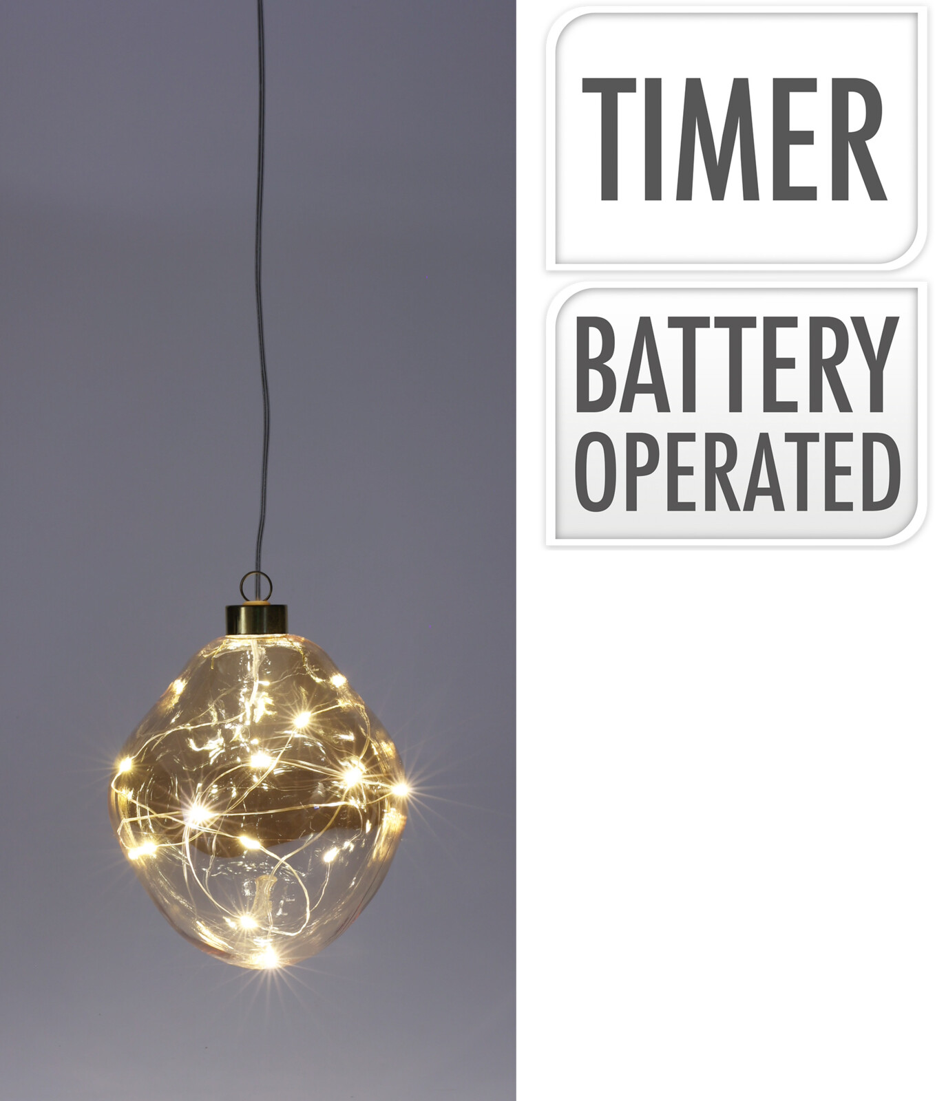 Ljósakúla 12cm led ljós gyllt