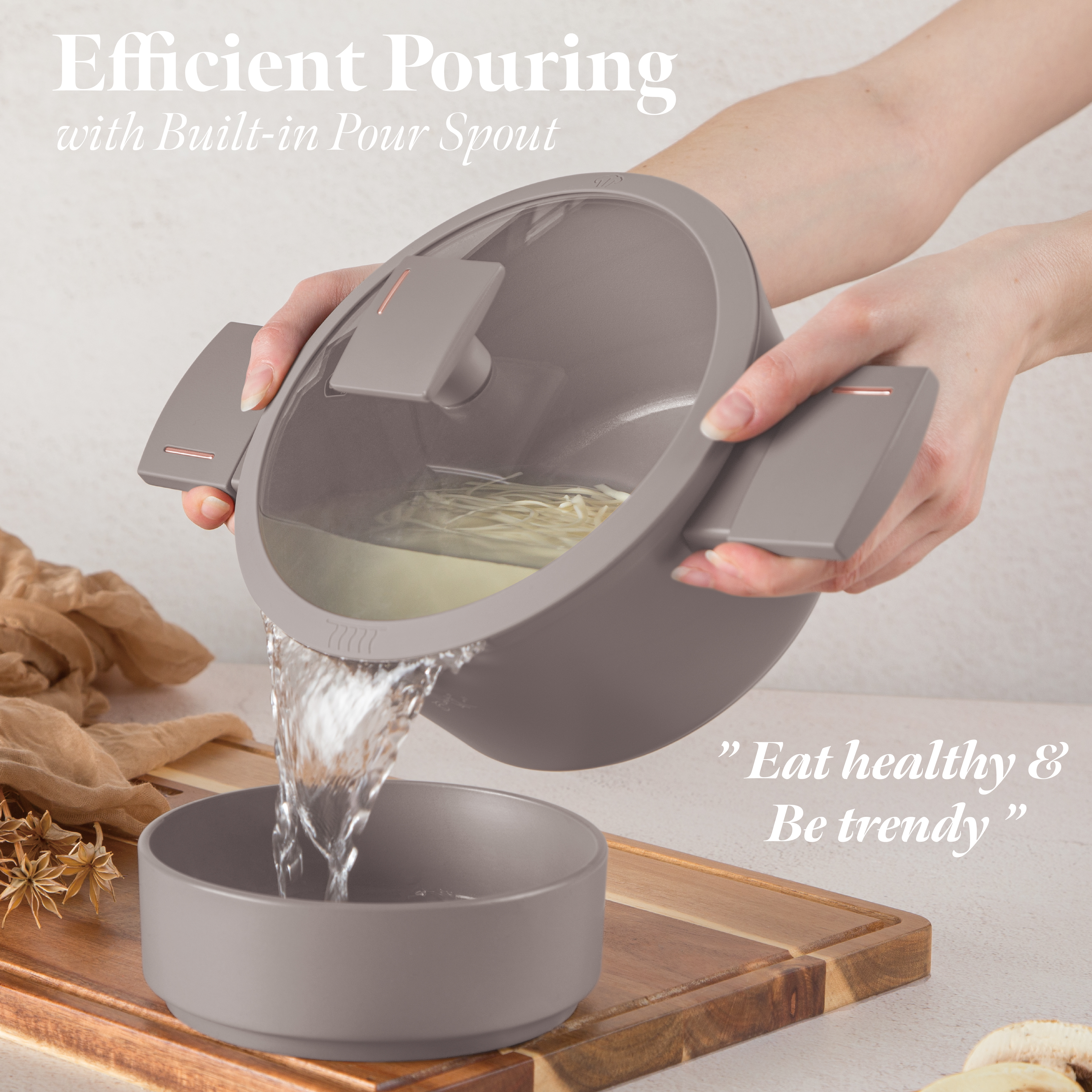 Pottur með loki 20 sm, mattur/grár