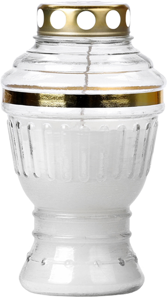 LUKS. Gler Leiðisljós með Gylltum Topp og Rönd