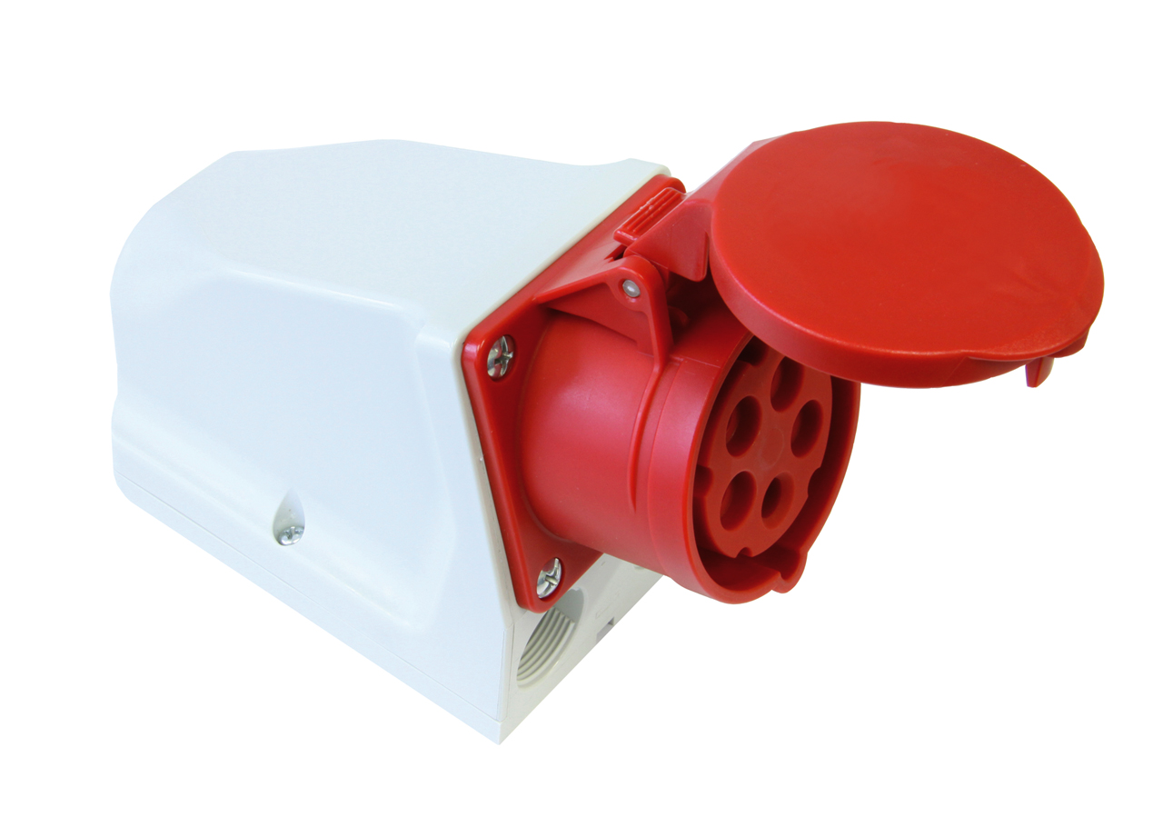 TENGILL 16A 5P UI416-6S+RUV  RAUÐUR IP44, 3P+N+J NIÐURSTÚTAR