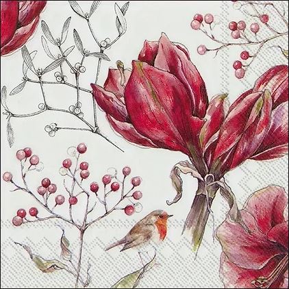 Servíettur Vetrar-Amaryllis 25*25cm
