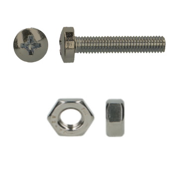 Maskínuskrúfa + Ró D7985/934 M3x12 PH A2 10stk