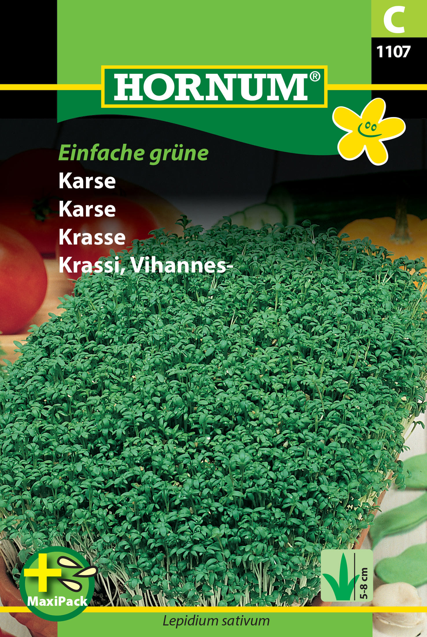Fræ Karsi Lepidium sativum Einfache grune