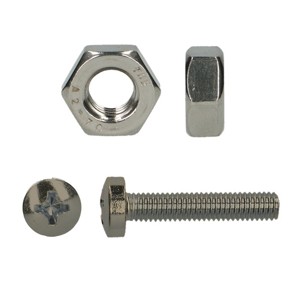 Maskínuskrúfa + Ró D965/934 M3x20 UZ A2 8stk